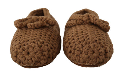 Zapatos Planos Bailarinas sin Cordones Dolce & Gabbana Marrones de Lana Tejida