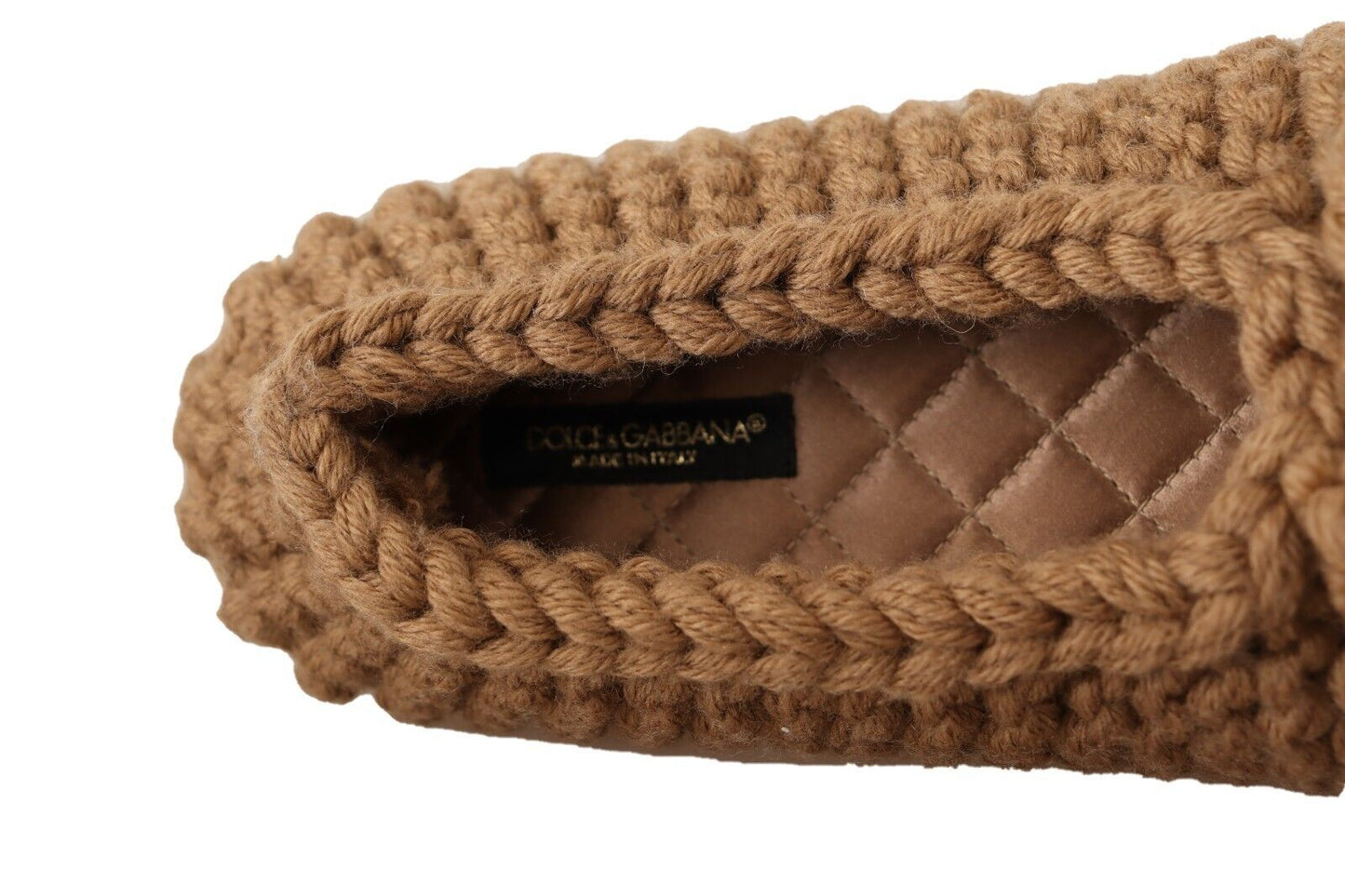 Zapatos Planos Bailarinas sin Cordones Dolce & Gabbana Marrones de Lana Tejida
