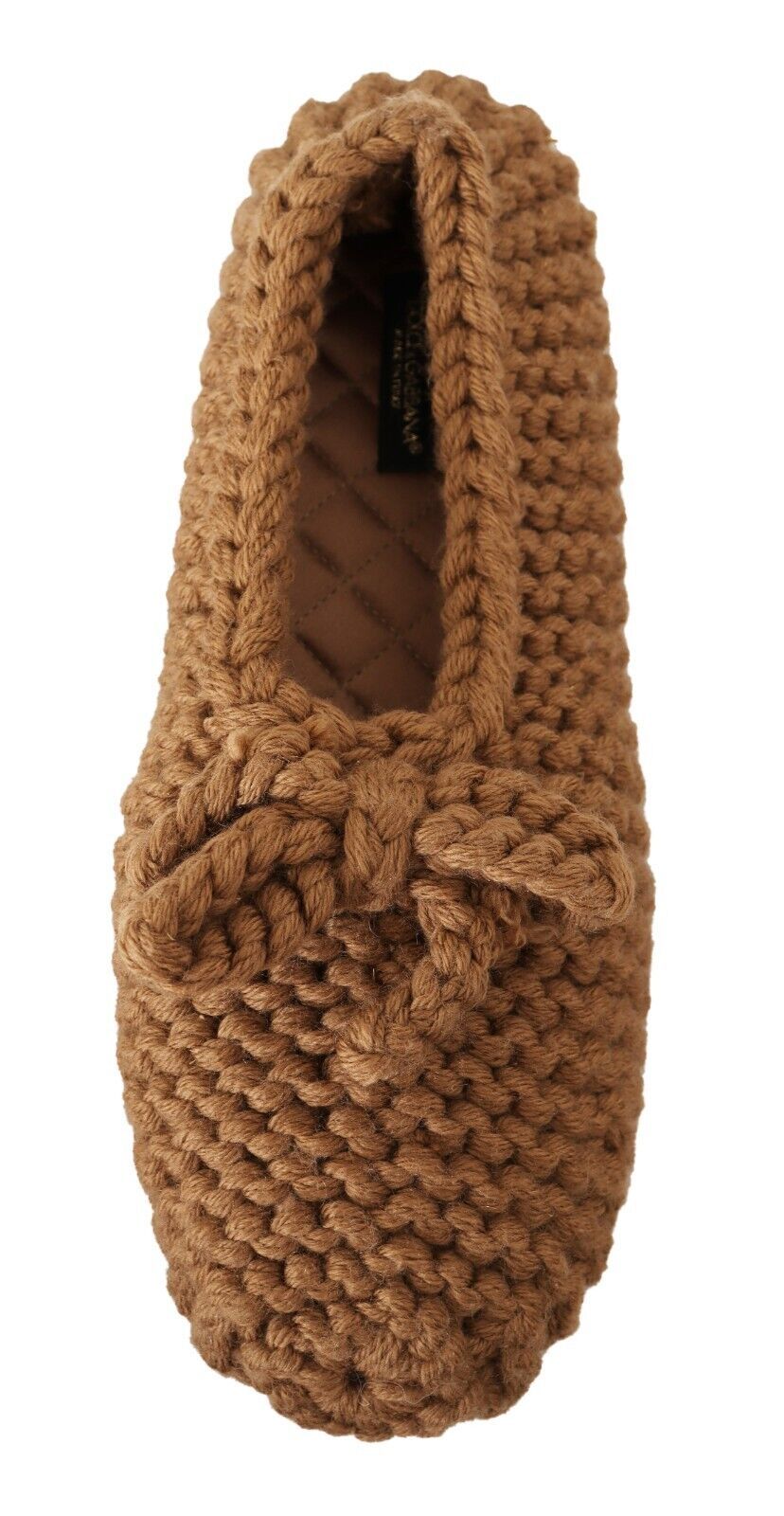 Zapatos Planos Bailarinas sin Cordones Dolce & Gabbana Marrones de Lana Tejida