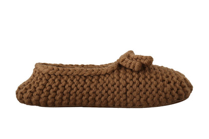 Zapatos Planos Bailarinas sin Cordones Dolce & Gabbana Marrones de Lana Tejida