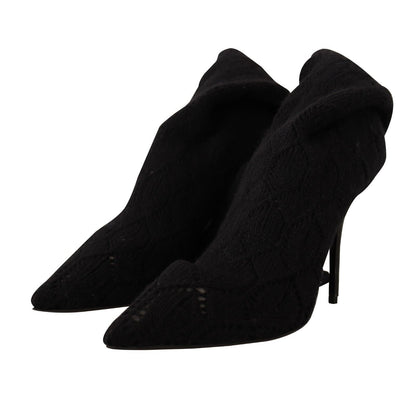 Zapatos botines Dolce & Gabbana negros elásticos hasta la rodilla