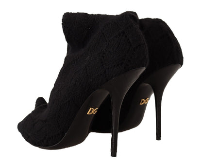 Zapatos botines Dolce & Gabbana negros elásticos hasta la rodilla