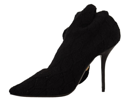 Zapatos botines Dolce & Gabbana negros elásticos hasta la rodilla