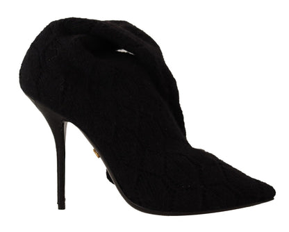 Zapatos botines Dolce & Gabbana negros elásticos hasta la rodilla