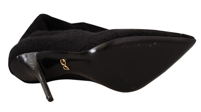 Zapatos botines Dolce & Gabbana negros elásticos hasta la rodilla