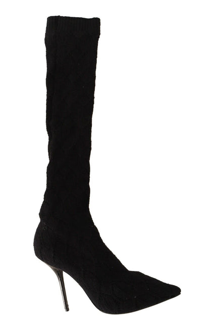 Zapatos botines Dolce & Gabbana negros elásticos hasta la rodilla