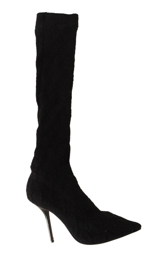 Zapatos botines Dolce & Gabbana negros elásticos hasta la rodilla