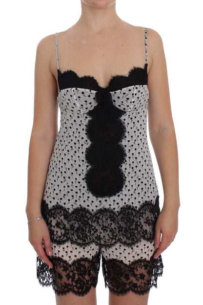 Top de lencería babydoll de seda negra con encaje de Dolce & Gabbana