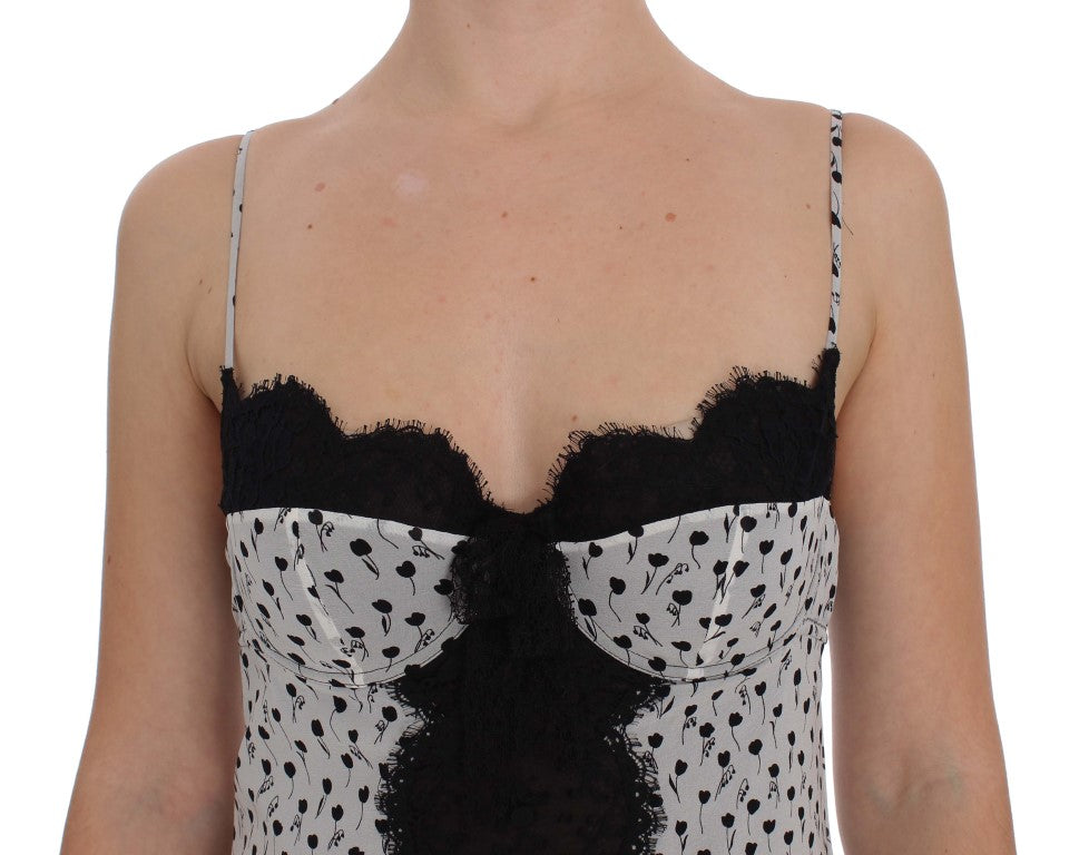 Top de lencería babydoll de seda negra con encaje de Dolce & Gabbana