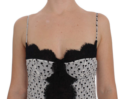Top de lencería babydoll de seda negra con encaje de Dolce & Gabbana