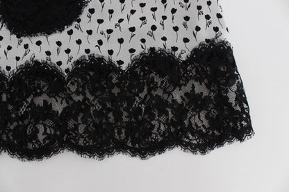 Top de lencería babydoll de seda negra con encaje de Dolce & Gabbana