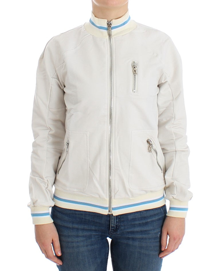 John Galliano Sudadera Cárdigan Blanca con Cremallera Falsa