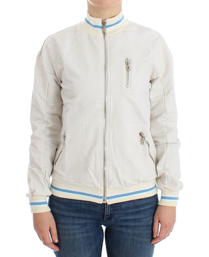 John Galliano Sudadera Cárdigan Blanca con Cremallera Falsa
