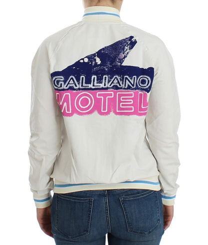 John Galliano Sudadera Cárdigan Blanca con Cremallera Falsa