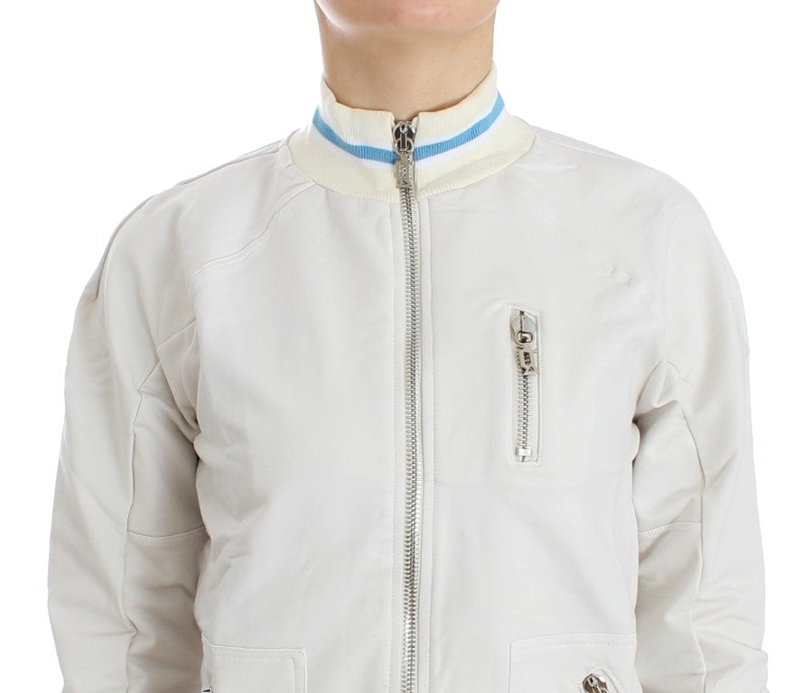 John Galliano Sudadera Cárdigan Blanca con Cremallera Falsa