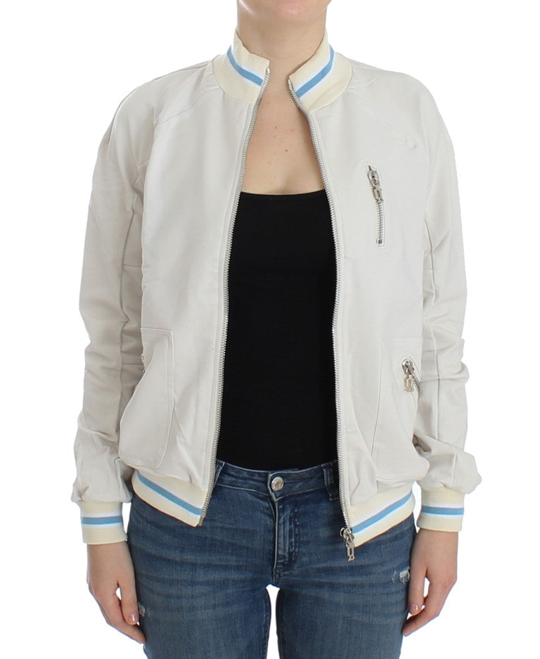 John Galliano Sudadera Cárdigan Blanca con Cremallera Falsa