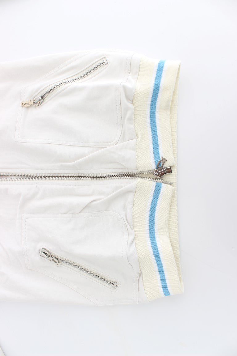 John Galliano Sudadera Cárdigan Blanca con Cremallera Falsa
