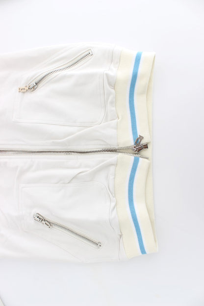John Galliano Sudadera Cárdigan Blanca con Cremallera Falsa