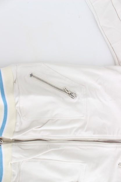 John Galliano Sudadera Cárdigan Blanca con Cremallera Falsa