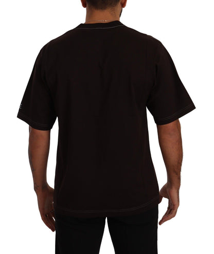 Camiseta de cuello redondo de algodón burdeos con estampado L'Amore de Dolce & Gabbana