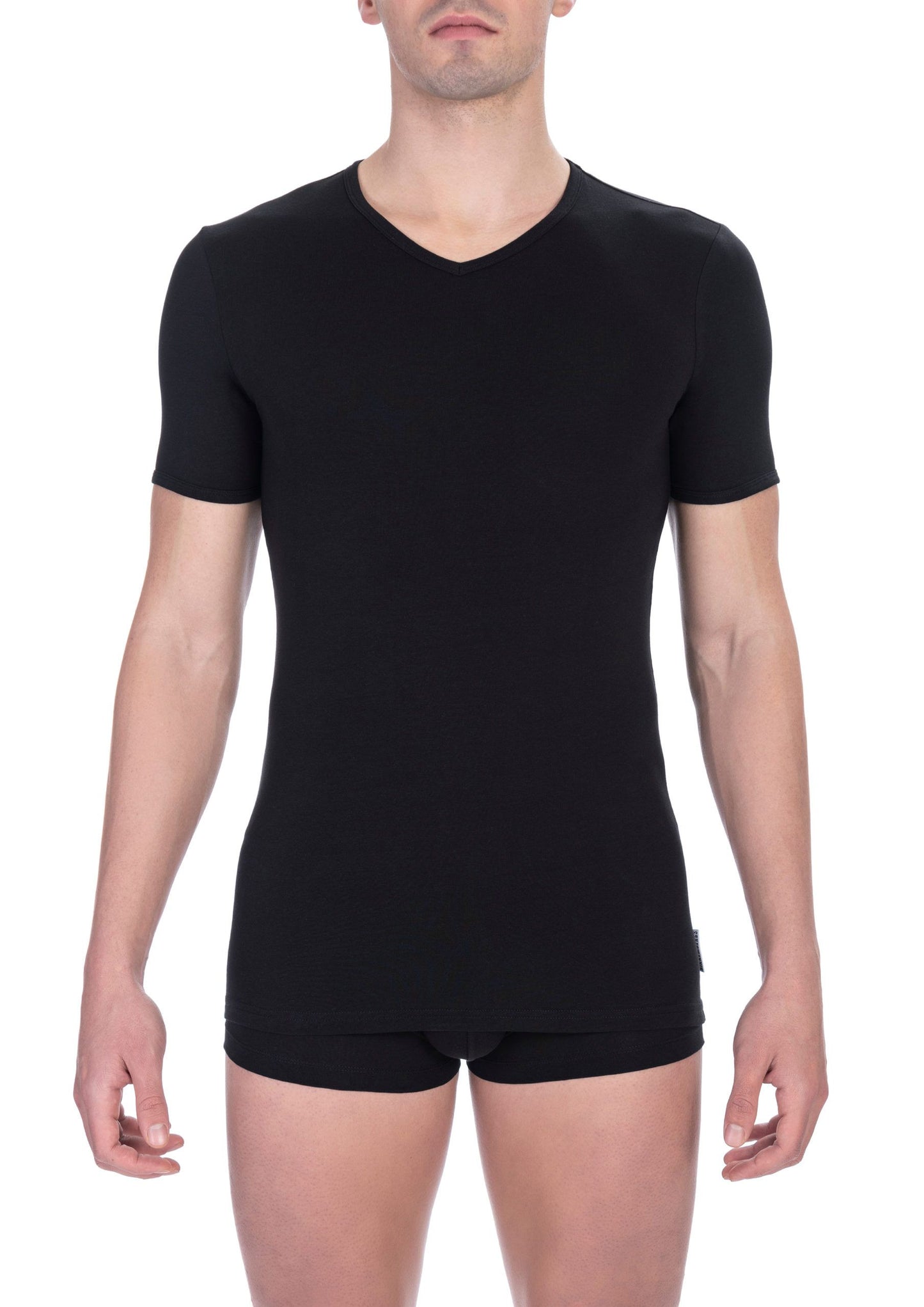 Camiseta de hombre de algodón negra Bikkembergs