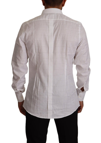 Camisa de vestir formal de algodón blanca GOLD de corte ajustado de Dolce & Gabbana
