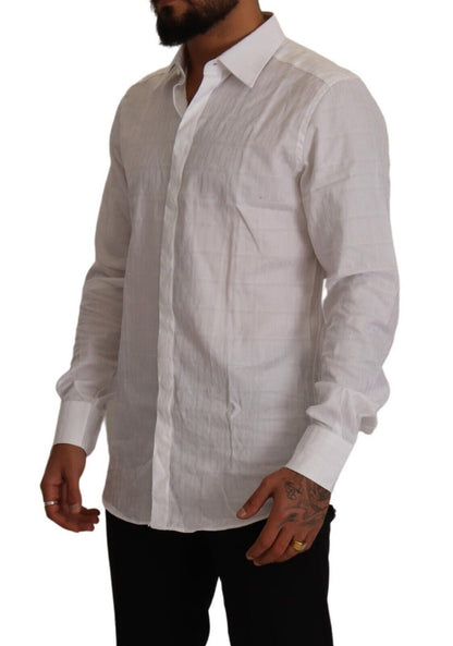 Camisa de vestir formal de algodón blanca GOLD de corte ajustado de Dolce & Gabbana