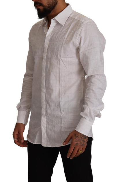 Camisa de vestir formal de algodón blanca GOLD de corte ajustado de Dolce & Gabbana