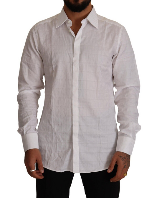 Camisa de vestir formal de algodón blanca GOLD de corte ajustado de Dolce & Gabbana