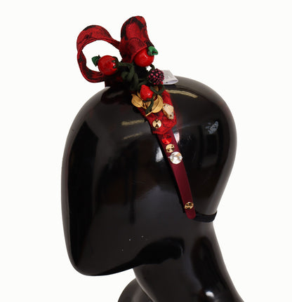 Diadema para el pelo Dolce & Gabbana Cherry de seda con lazo de cristal y logotipo