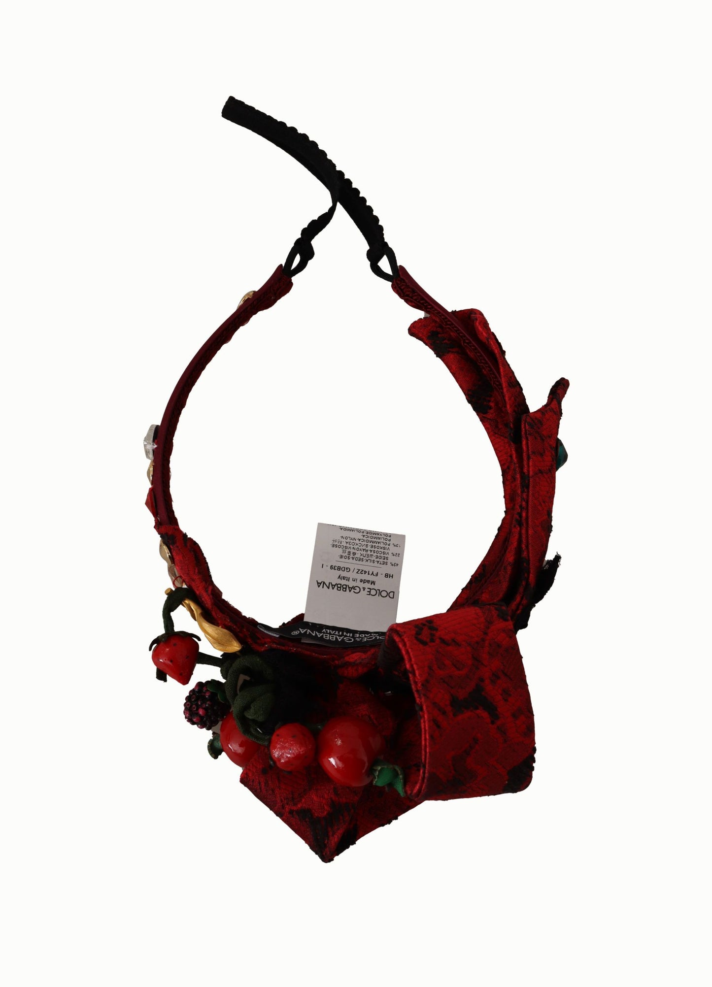 Diadema para el pelo Dolce & Gabbana Cherry de seda con lazo de cristal y logotipo