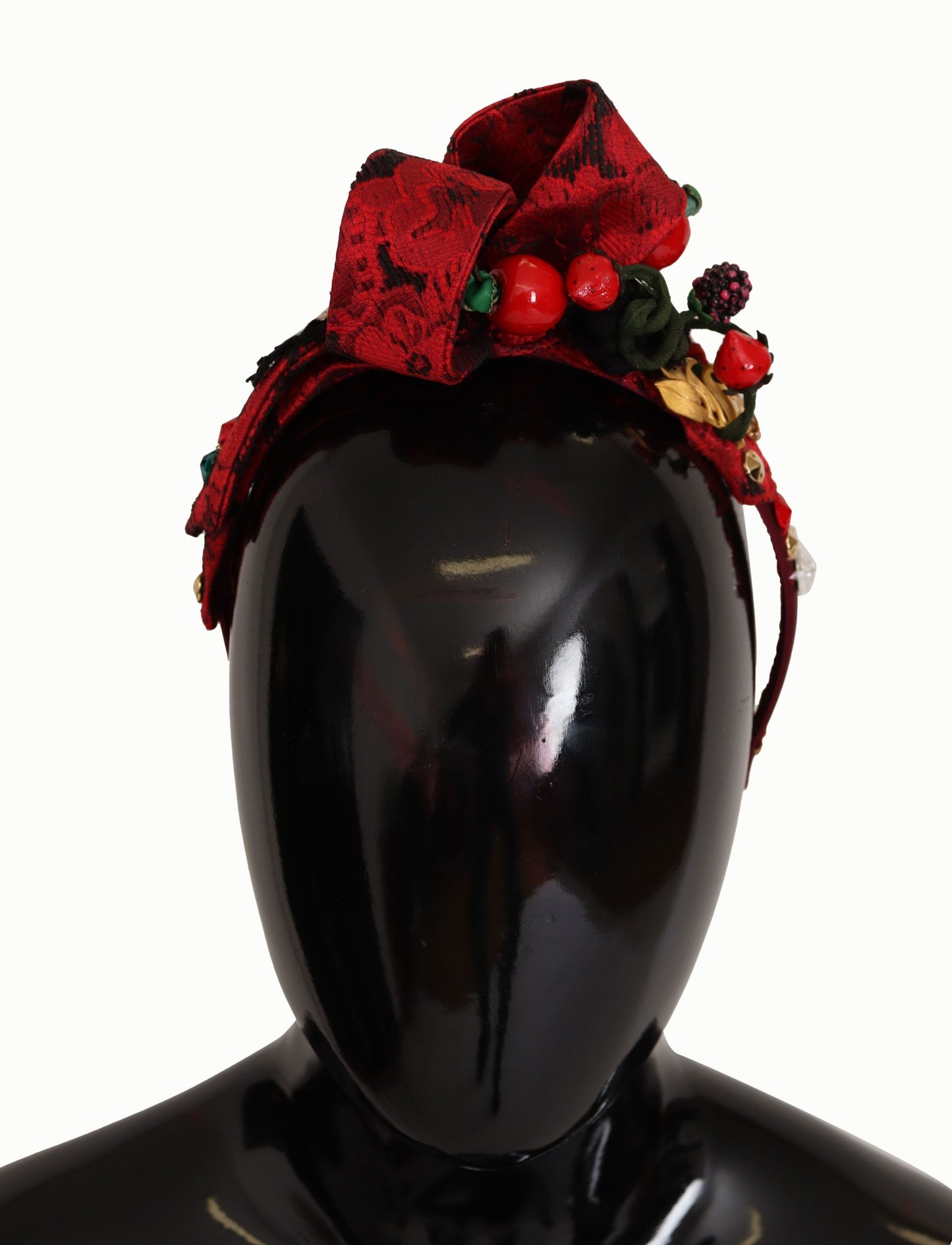 Diadema para el pelo Dolce & Gabbana Cherry de seda con lazo de cristal y logotipo