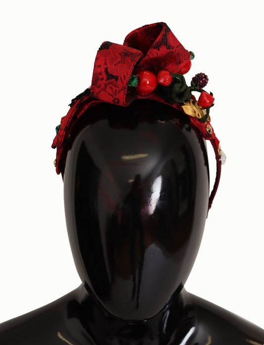 Diadema para el pelo Dolce & Gabbana Cherry de seda con lazo de cristal y logotipo