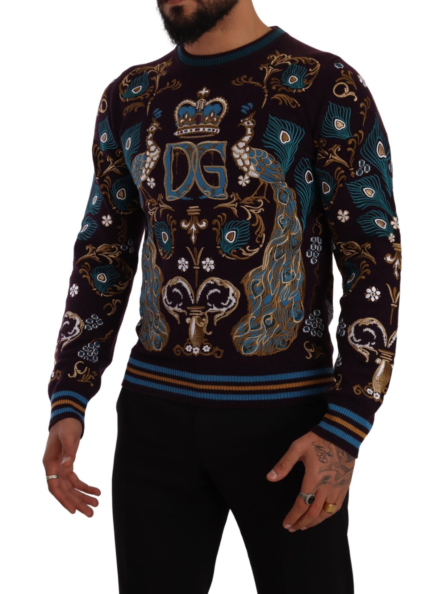 Suéter Dolce & Gabbana de cachemira burdeos con logo DG bordado