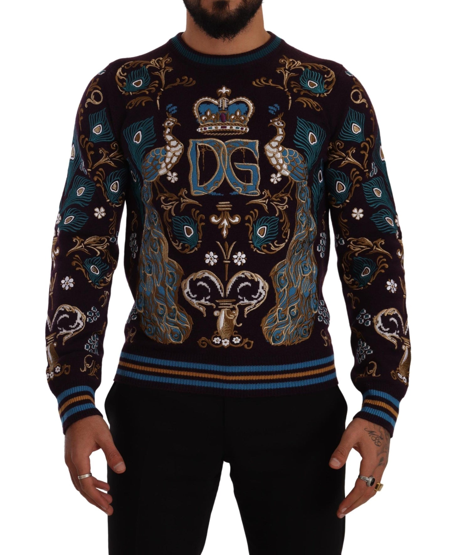 Suéter Dolce & Gabbana de cachemira burdeos con logo DG bordado