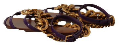 Zapatos Sandalias Planas de Cuero Morado Devotion de Dolce & Gabbana