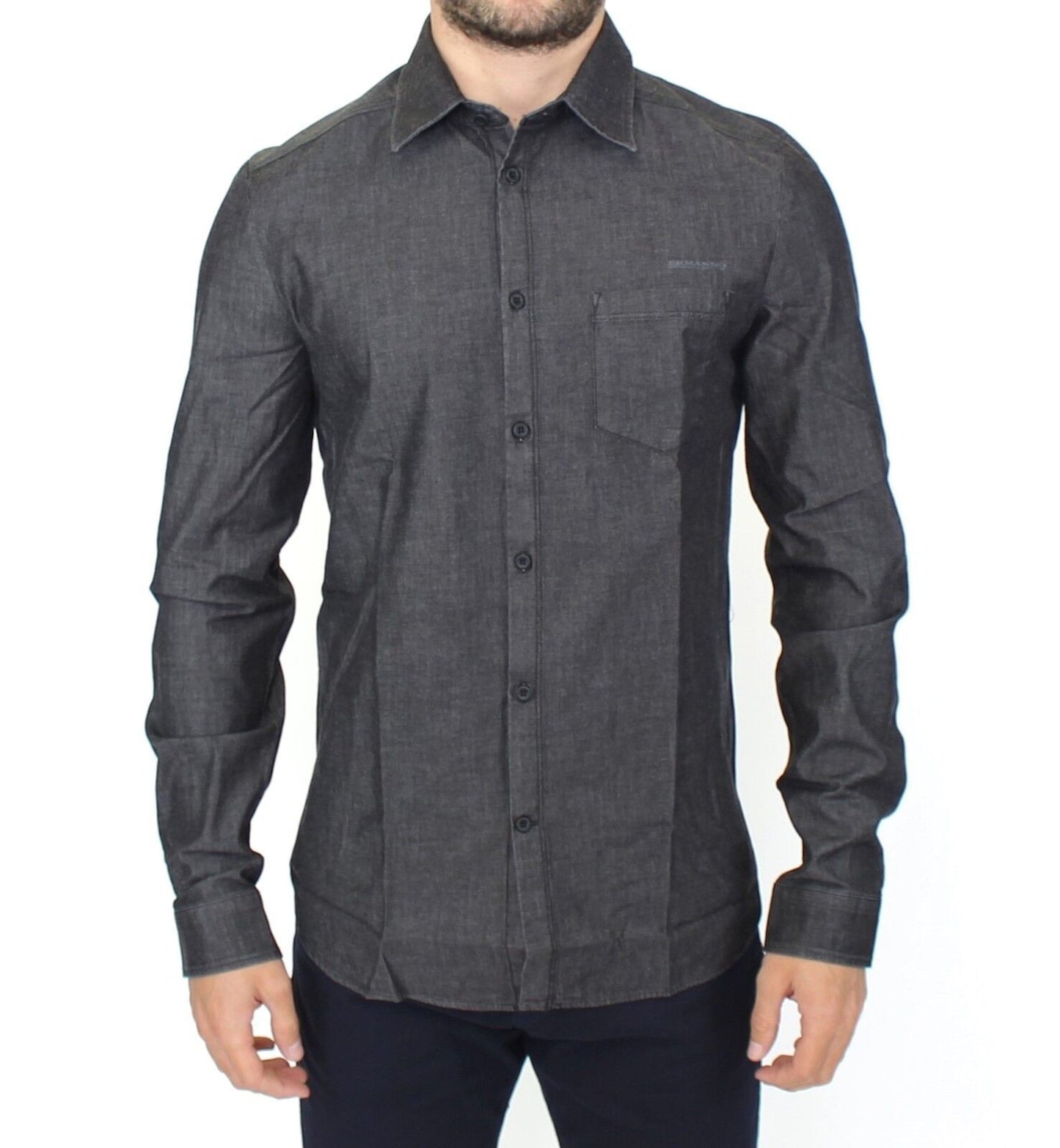 Ermanno Scervino Jeans de mezclilla Camisa elástica gris informal de algodón