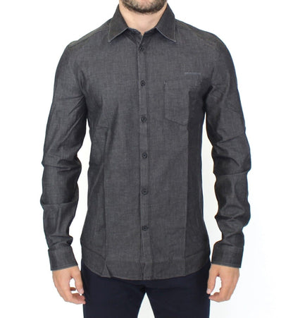 Ermanno Scervino Jeans de mezclilla Camisa elástica gris informal de algodón