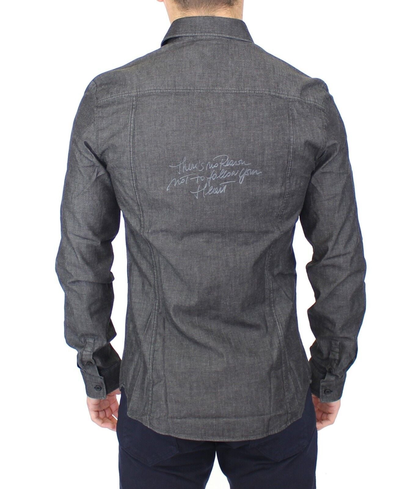 Ermanno Scervino Jeans de mezclilla Camisa elástica gris informal de algodón