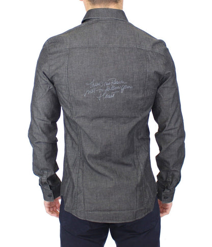 Ermanno Scervino Jeans de mezclilla Camisa elástica gris informal de algodón