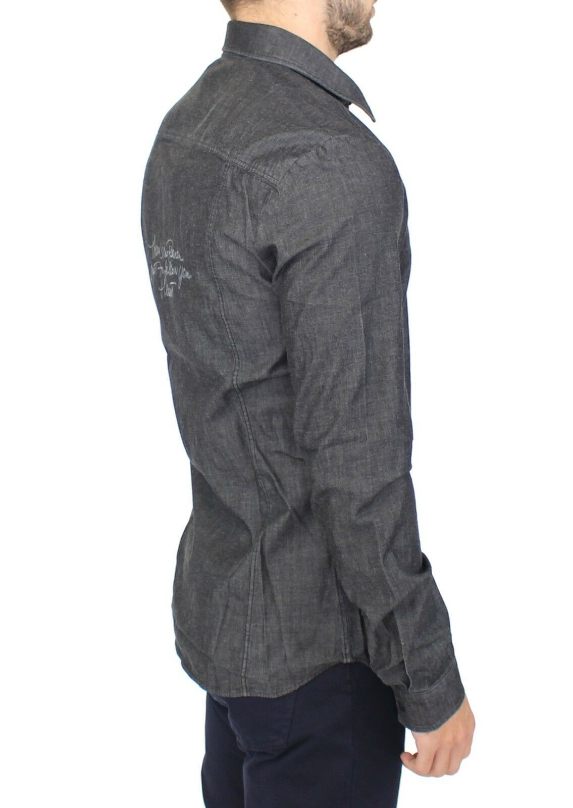 Ermanno Scervino Jeans de mezclilla Camisa elástica gris informal de algodón
