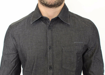 Ermanno Scervino Jeans de mezclilla Camisa elástica gris informal de algodón