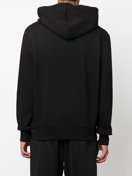 Sudadera con capucha y detalles de logotipo de algodón negro Versace Jeans