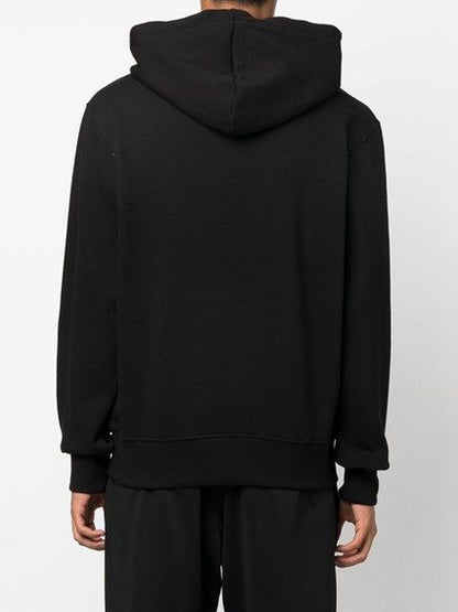 Sudadera con capucha y detalles de logotipo de algodón negro Versace Jeans