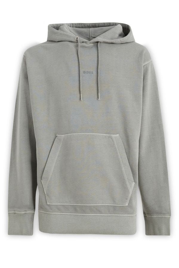 Sudadera con capucha Hugo Boss gris de algodón con detalles de logo