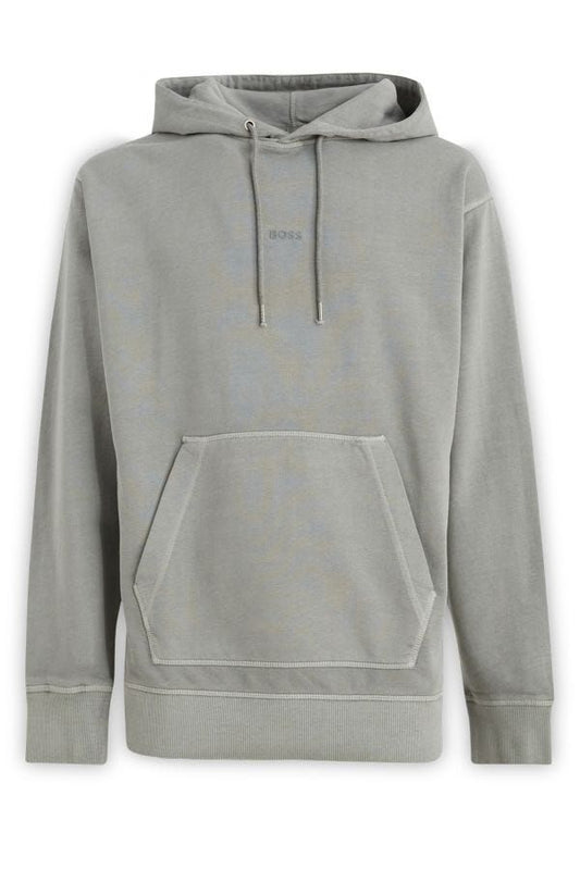 Sudadera con capucha Hugo Boss gris de algodón con detalles de logo