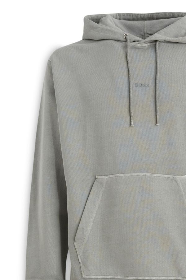 Sudadera con capucha Hugo Boss gris de algodón con detalles de logo