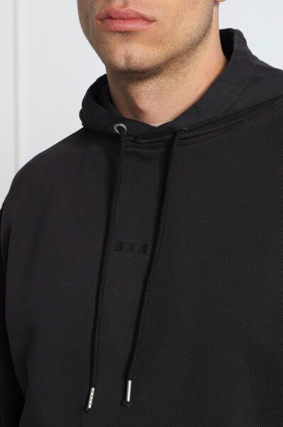 Sudadera con capucha de algodón azul oscuro con detalles de logotipo de Hugo Boss
