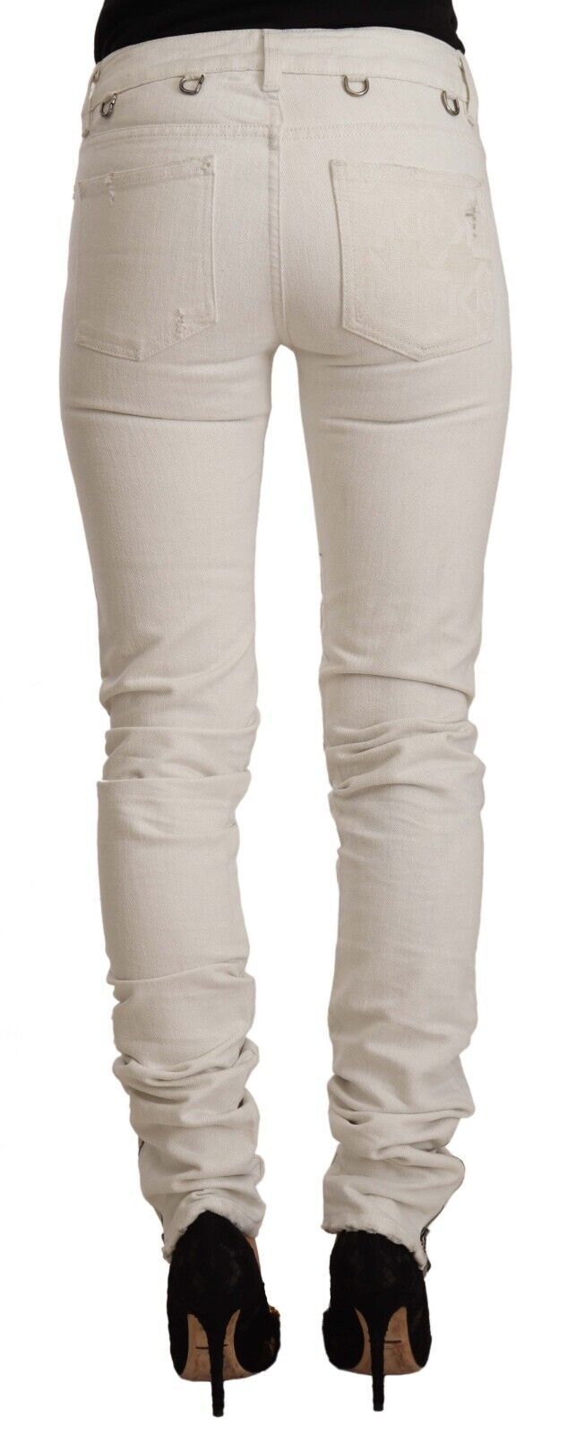 Karl Lagerfeld Vaqueros de algodón denim blanco de tiro medio de corte slim