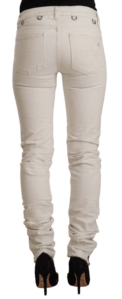 Karl Lagerfeld Vaqueros de algodón denim blanco de tiro medio de corte slim